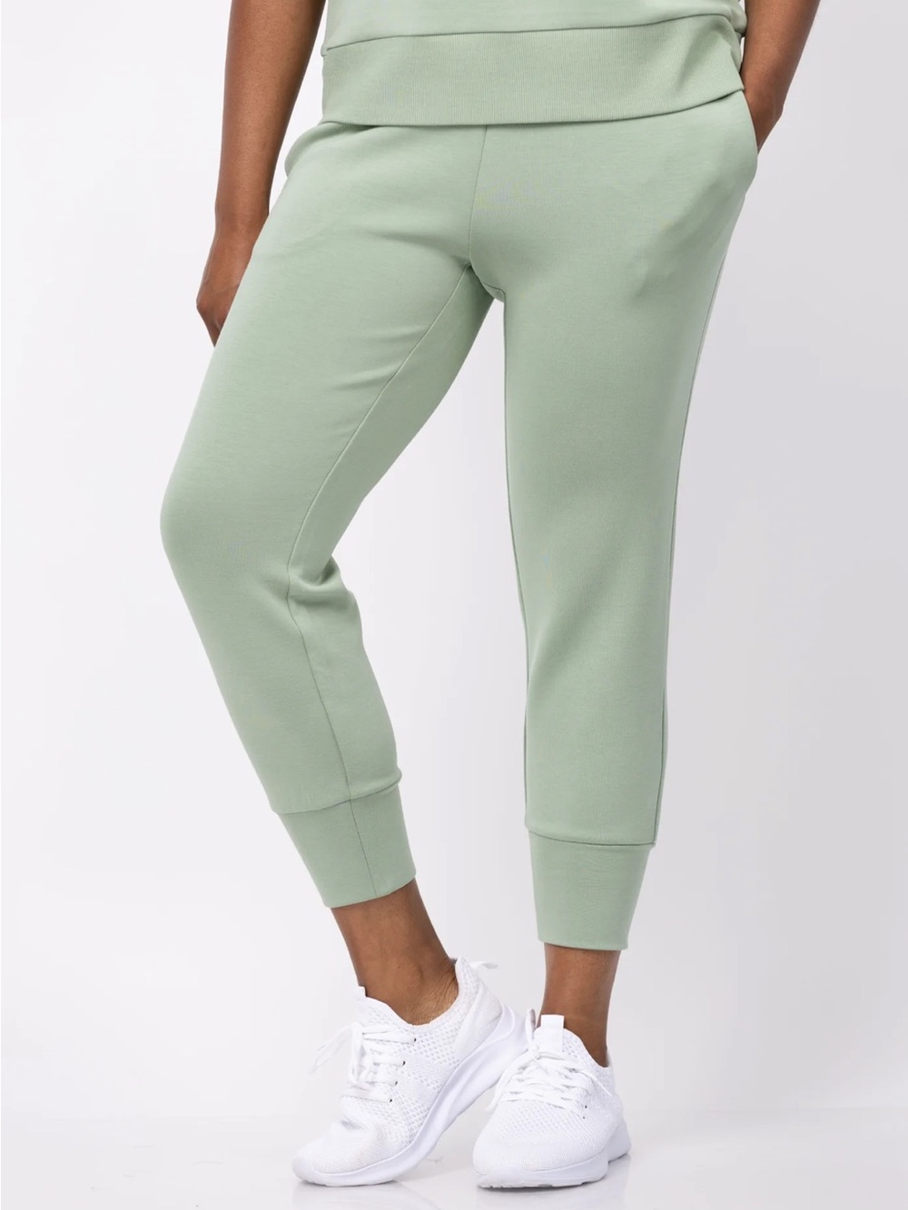 Varley Double Soft Light Sage Cropped Track Joggers/ The Slim Cuff Pant 25